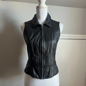 Sleek Edgy Wilson’s Modern Leather Black Sleeveless Zip Vest SZ M